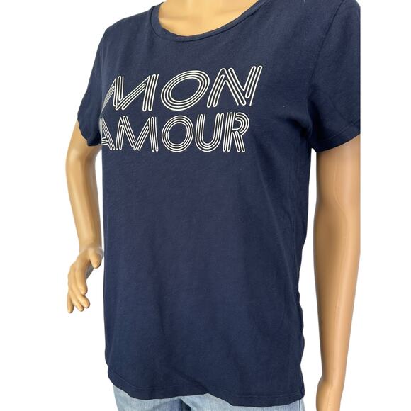 2/$15 J. Crew Mon Amour Cotton Collector Tee Navy Blue Short Sleeve Size S - Picture 7 of 12